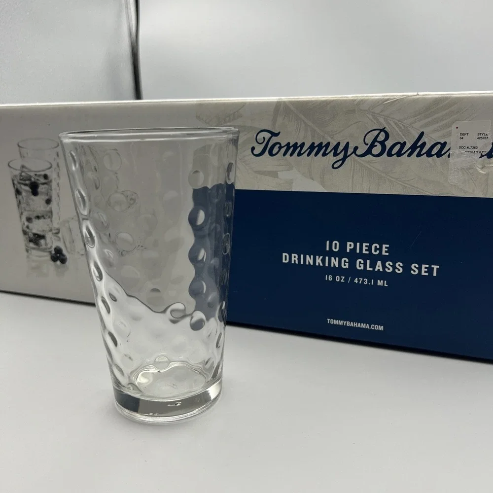 Tommy Bahama 10 Piece Drinking‎ Glass Set 16oz / 473.1ML Brand New